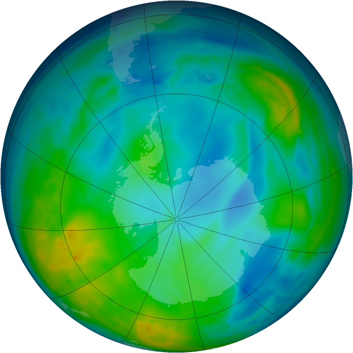 Antarctic ozone map for 28 May 2015